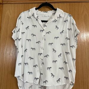 Jane and Delancey White Zebra Print Blouse